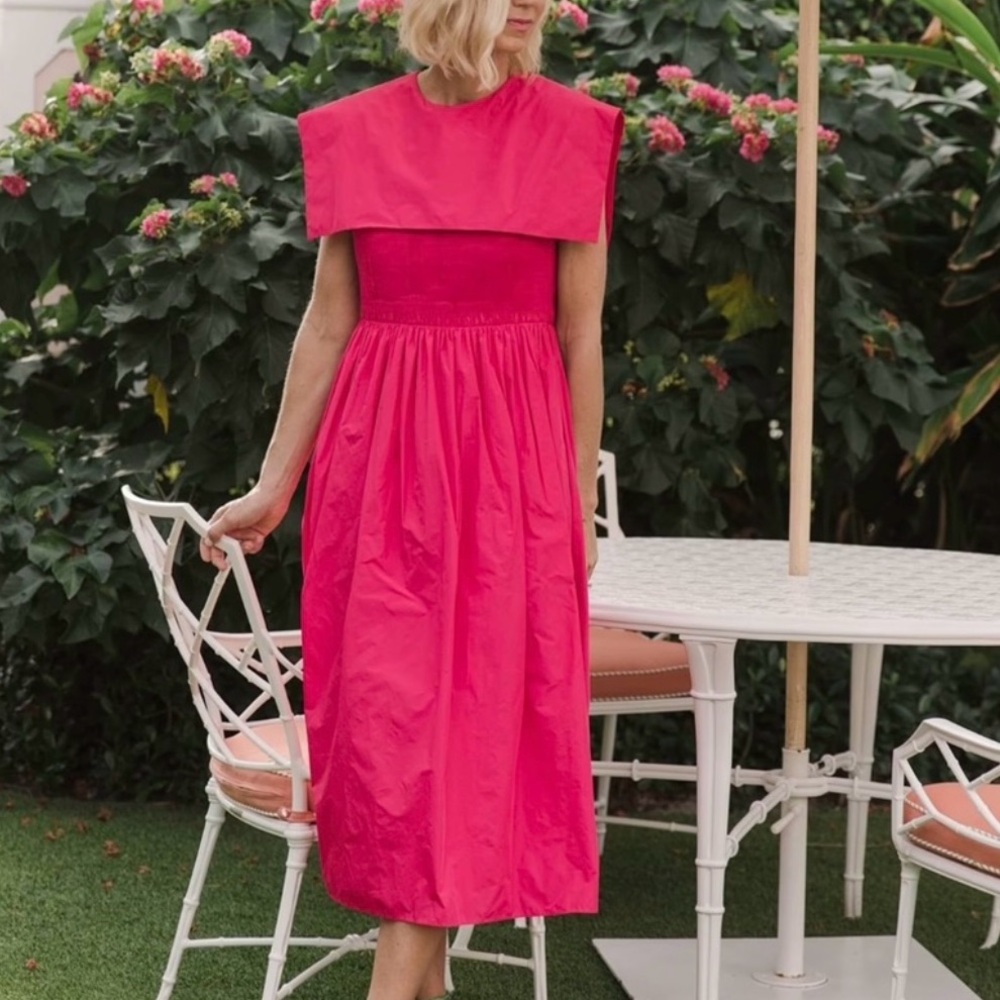 ANTONIO MELANI x Jennifer Sumko Rachel Shirred Taffeta A-Line Capelet Dress